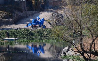 TRABAJAN BOMBAS DE LA CONAGUA EN EL RÍO LERMA