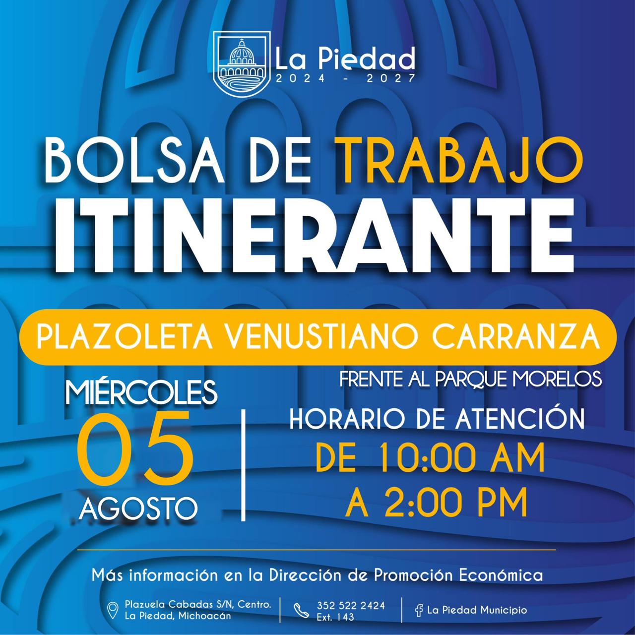 INVITA GOBIERNO DE LA PIEDAD A PRÓXIMA BOLSA DE TRABAJO ITINERANTE