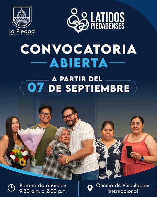 ABREN CONVOCATORIA DEL PROGRAMA “LATIDOS PIEDADENSES”