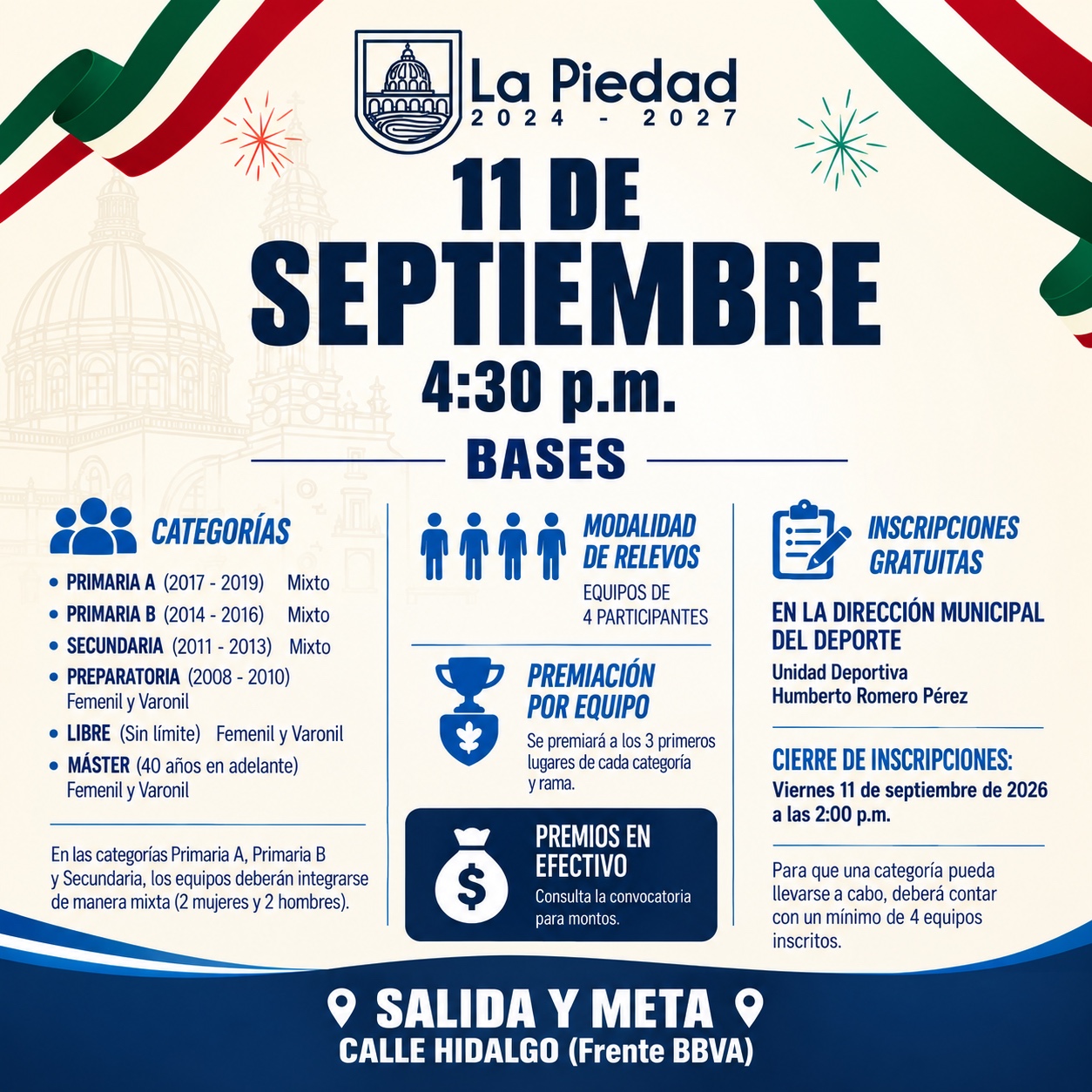 INVITA GOBIERNO MUNICIPAL A LA CARRERA DE ATLETISMO RELEVOS INDEPENDENCIA